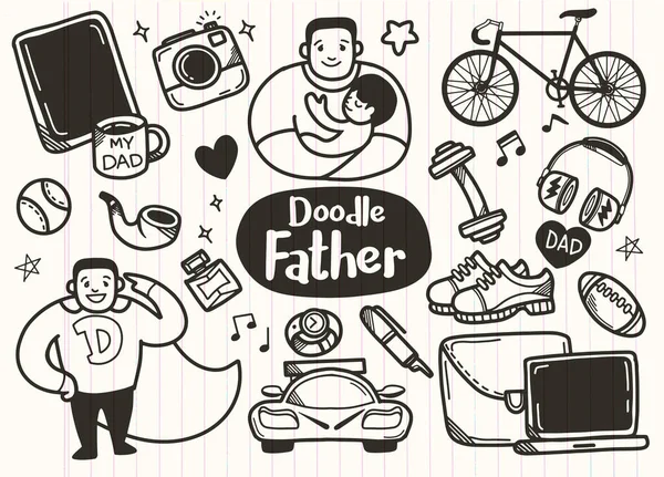 Fathers Day Collection Hand Drawings Male Accessories Background Illustration Cute — Stock Vector