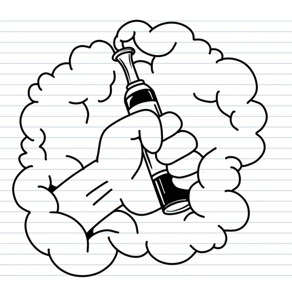 Doodle Zigarettenvektor Das Bild Des Rauchs Umgab Die Jungen Männer — Stockvektor