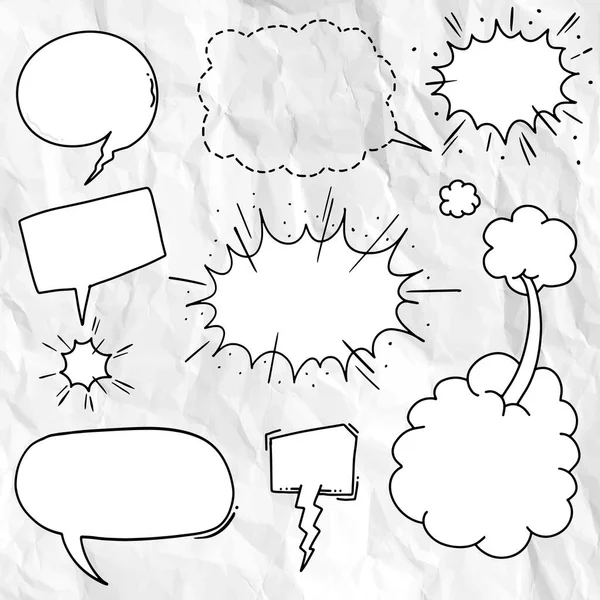 Juego Dibujado Mano Burbujas Habla Aisladas Doodle Set Element Ilustración — Archivo Imágenes Vectoriales