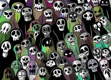 Ghost pattern Halloween spooky scarf isolated background devil evil cartoon illustration doodle gift wrap paper