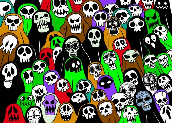 Ghost Pattern Halloween Spooky Scarf Isolated Background Devil Evil Cartoon — ストックベクタ
