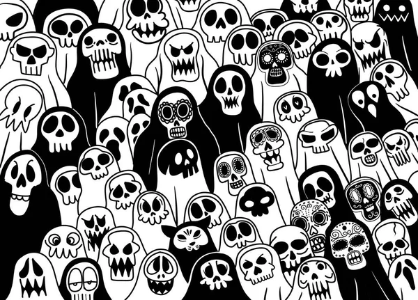 Ghost Pattern Halloween Spooky Scarf Isolated Background Devil Evil Cartoon — 图库矢量图片