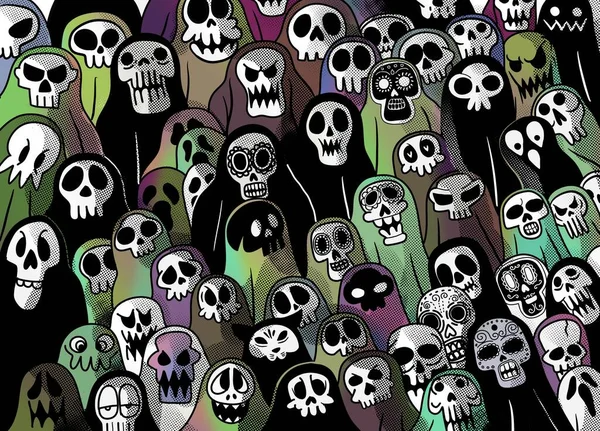 Ghost Pattern Halloween Spooky Scarf Isolated Background Devil Evil Cartoon — 图库矢量图片