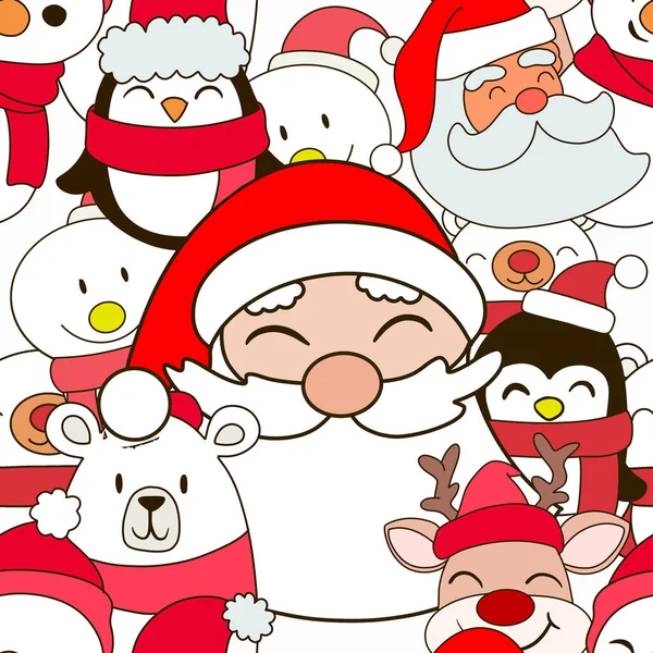 Bożonarodzeniowe Postacie Kreskówek Zabawny Sztandar Zestaw Szczęśliwych Znaków Świątecznych Słodkie — Wektor stockowy