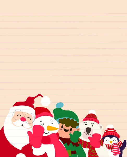 Personagens Desenhos Animados Natal Banner Engraçado Conjunto Personagens Natal Feliz —  Vetores de Stock