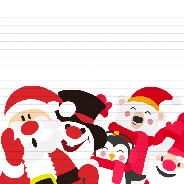 Personagens Desenhos Animados Natal Banner Engraçado Conjunto Personagens Natal Feliz —  Vetores de Stock
