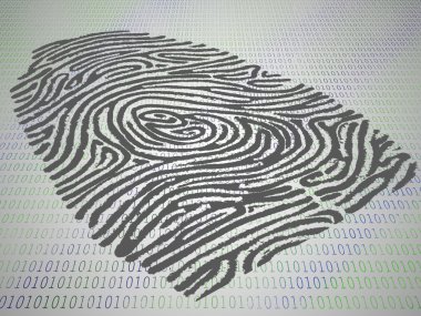 kavramsal parmak baskı bilgisayar kodu üzerinde damgalı