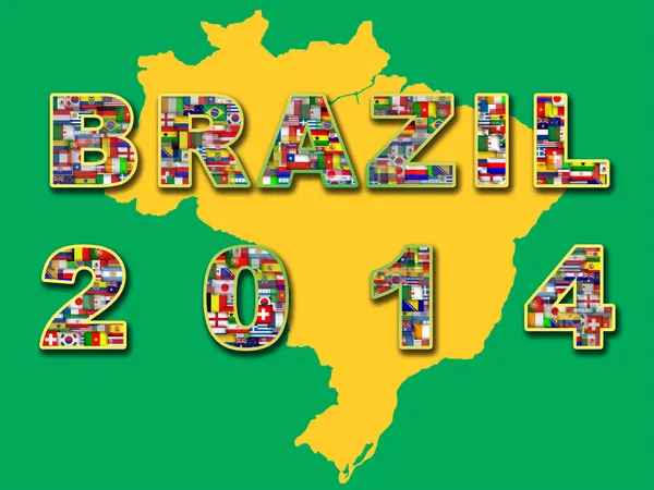 Brasil mapa con las naciones calificadas para el torneo 2014 . — Foto de Stock
