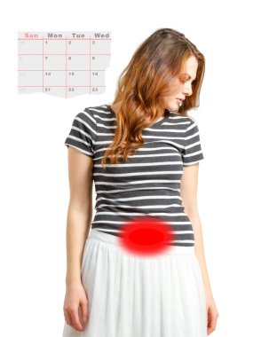 Woman dealing with menstrual cycle issues clipart