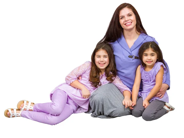 Loving mother taking a photo with two daughters — Stock Photo, Image