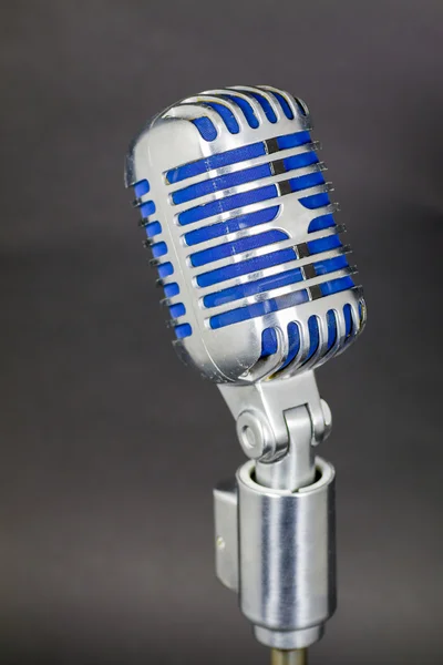 Vintage microphone with indigo blue mesh — Stock Photo, Image