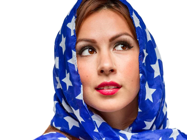 Patriottische Amerikaanse vrouw — Stockfoto