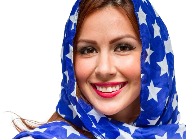 Patriottische Amerikaanse vrouw — Stockfoto