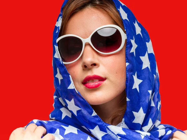 Femmina nei colori americani — Foto Stock