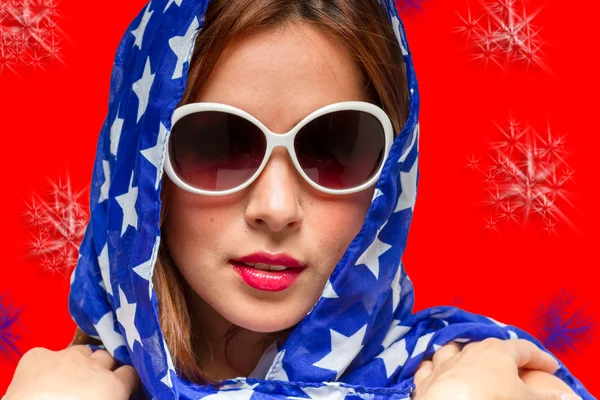 Female in American Colors — Stock Photo, Image