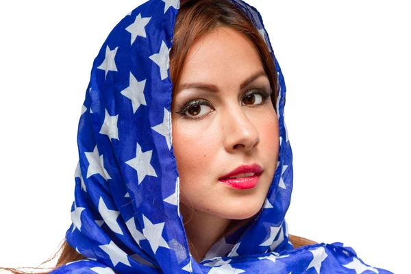 Patriottische Amerikaanse vrouw — Stockfoto