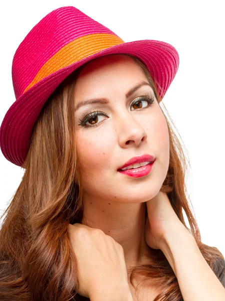 Modna kobieta w kapelusz fedora — Zdjęcie stockowe