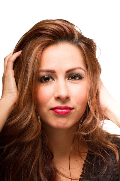 Exotic Latina Teasing Hair — Stock Photo, Image