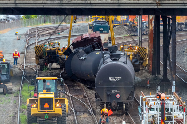 Train Cars Carrying Oil Derailed