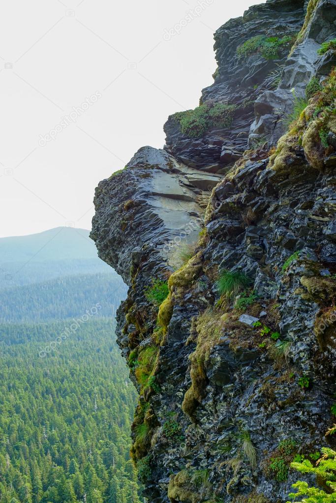 Jagged Rock Cliff Overlooks Gorge