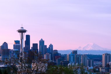 Downtown seattle gündoğumu cityscape