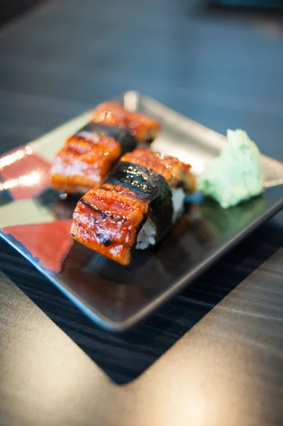 Primer plano de Unagi Sushi Set Japón anguila — Foto de Stock