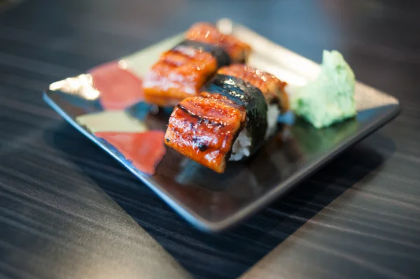 Nahaufnahme von unagi sushi set japan aal — Stockfoto