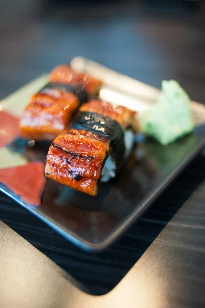 Close up of Unagi Sushi Set Japan eel — Stock Photo, Image