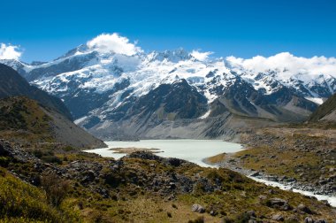 Harika bir manzara buzul Dağı aşçı Milli Parkı, south Island, Yeni Zelanda için yürüyüş sırasında