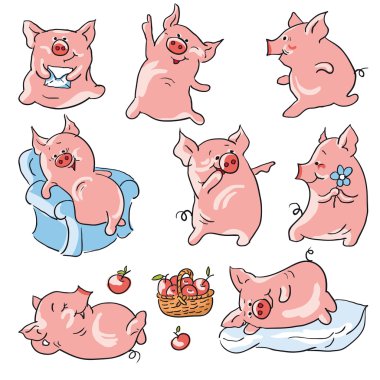Картина, постер, плакат, фотообои "мультяшные свиньи
", артикул 14755267