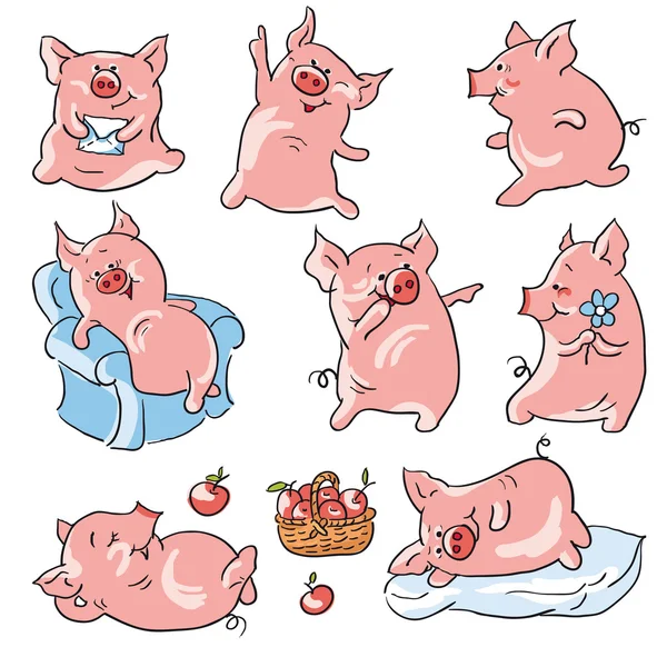 Karikatür domuzlar — Stok Vektör