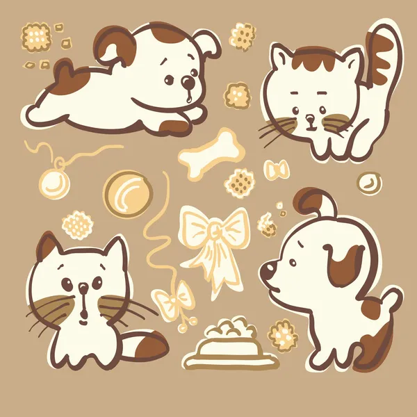 Cachorros y gatitos — Vector de stock