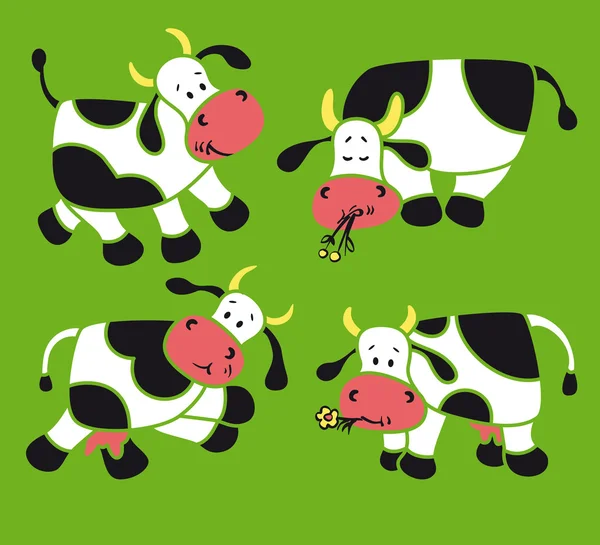 Vier koeien — Stockvector