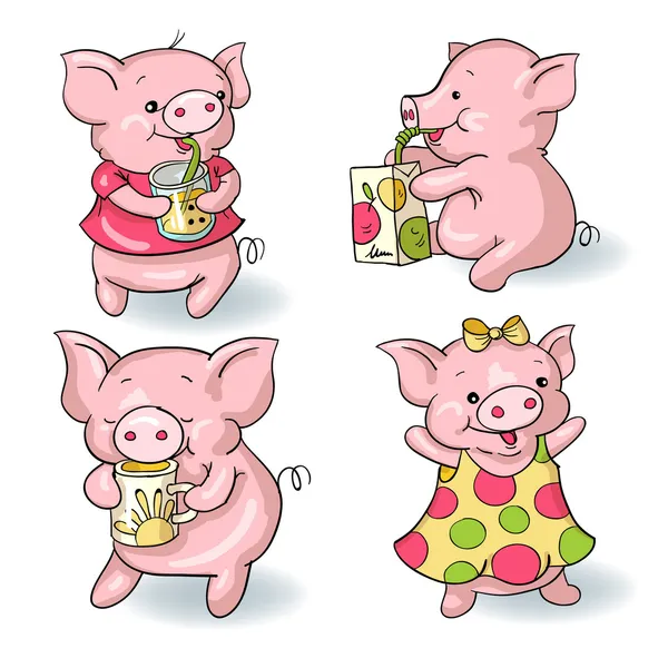 Cerdos de dibujos animados — Vector de stock