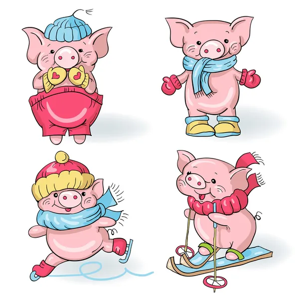 Porcos de desenhos animados — Vetor de Stock
