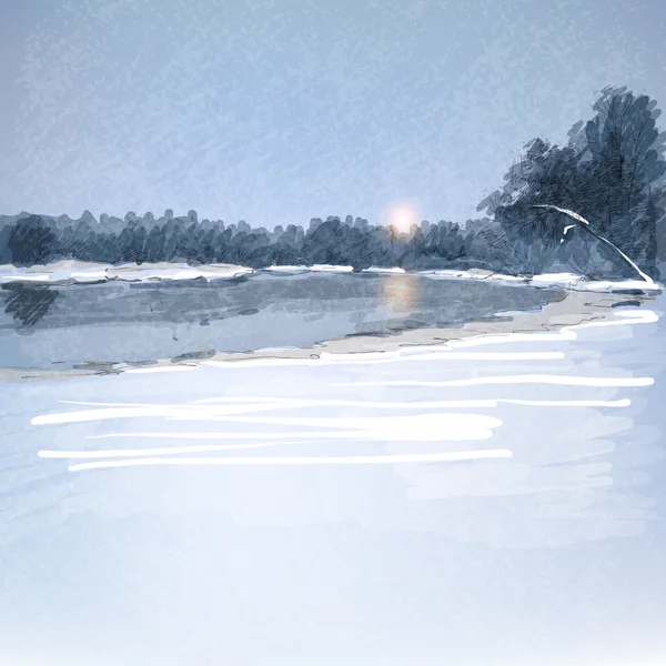 Paysage hivernal — Image vectorielle