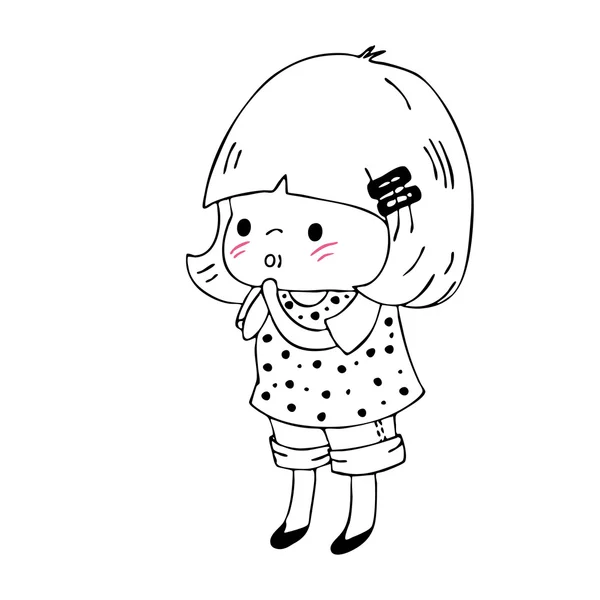 Sketch little girl — Stock Vector