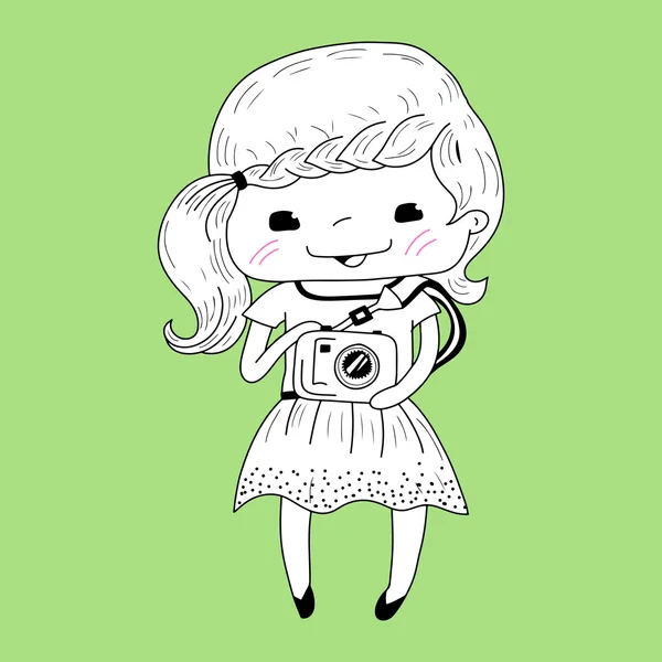 Little girl with camera — Stock Vector