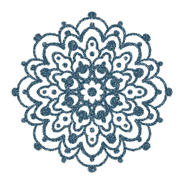 モノクローム曼荼羅を白地に隔てている 点で描く 手描きイラスト ベクトル — ストックベクタ