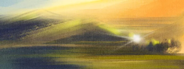 Абстрактний Імпресіонізм Пейзаж Сучасний Живопис Мальована Вручну Ілюстрація — стокове фото