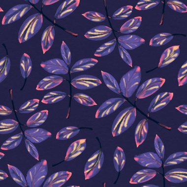 Suluboya yapraklı kusursuz desen. El çizimi illüstrasyon. 