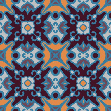 Akdeniz 'in mozaik fayanslarıyla kusursuz desen. Vektör illüstrasyonu