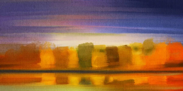 Abstract Impressionism Autumn Landscape Modern Painting Hand Drawn Illustration — Stock Photo, Image