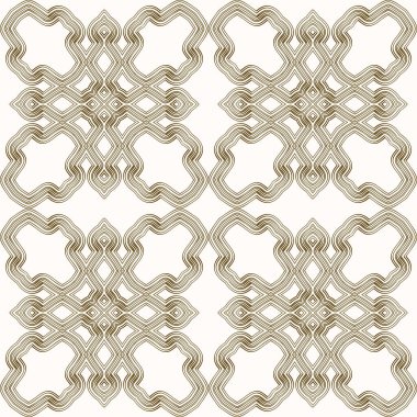 Retro bir tarzda arabesk ile monokrom dikişsiz desen. Vektör çizimi