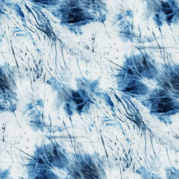 Sömlös Tie Dye Mönster Indigo Färg Vitt Siden Handmålning Tyger — Stockfoto