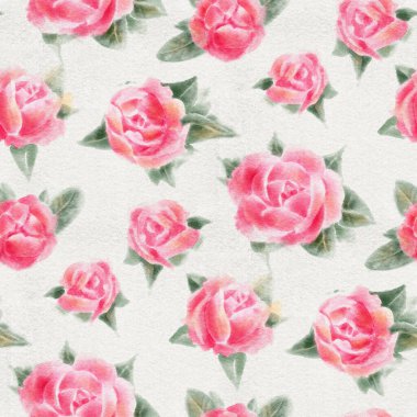 Suluboya güllerle kusursuz desen. El çizimi illüstrasyon. 