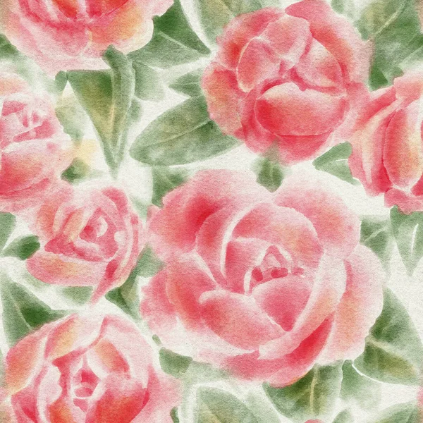 Απρόσκοπτη Μοτίβο Νερομπογιές Τριαντάφυλλα Χειροποίητη Απεικόνιση — Φωτογραφία Αρχείου