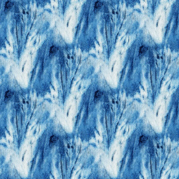 Sömlös Tie Dye Mönster Indigo Färg Vitt Siden Handmålning Tyger — Stockfoto