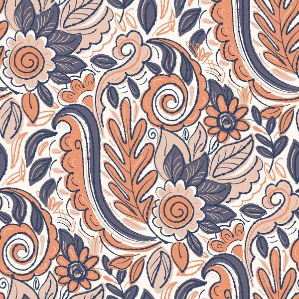 Nahtloses Muster Mit Mehrfarbigem Paisley Print Vektorillustration — Stockvektor