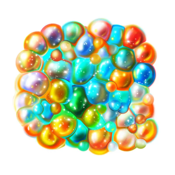 Dekorativa Inslag Skimrande Genomskinliga Bubblor Isolerad Vit Bakgrund Digital Illustration — Stockfoto